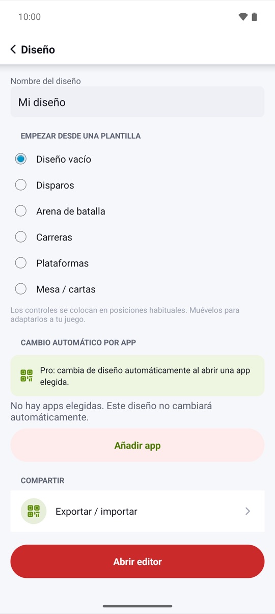 para cada app.
