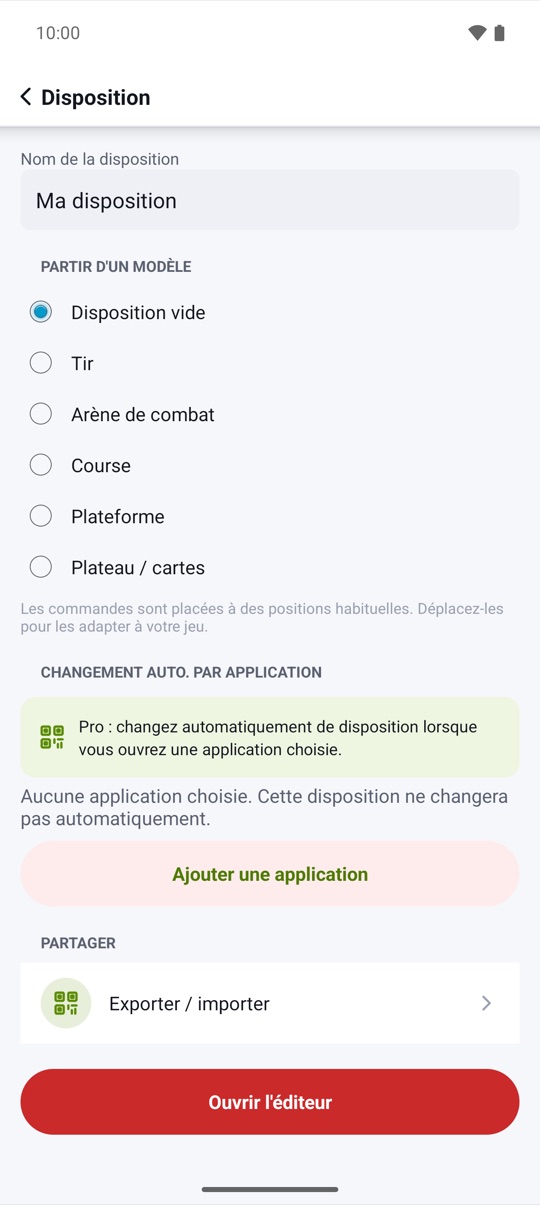 pour chaque app.