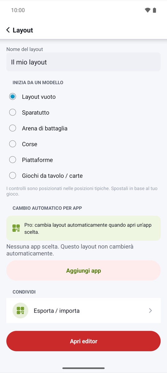 per ogni app.